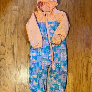 Columbia Peach and Blue Geometric Rainsuit